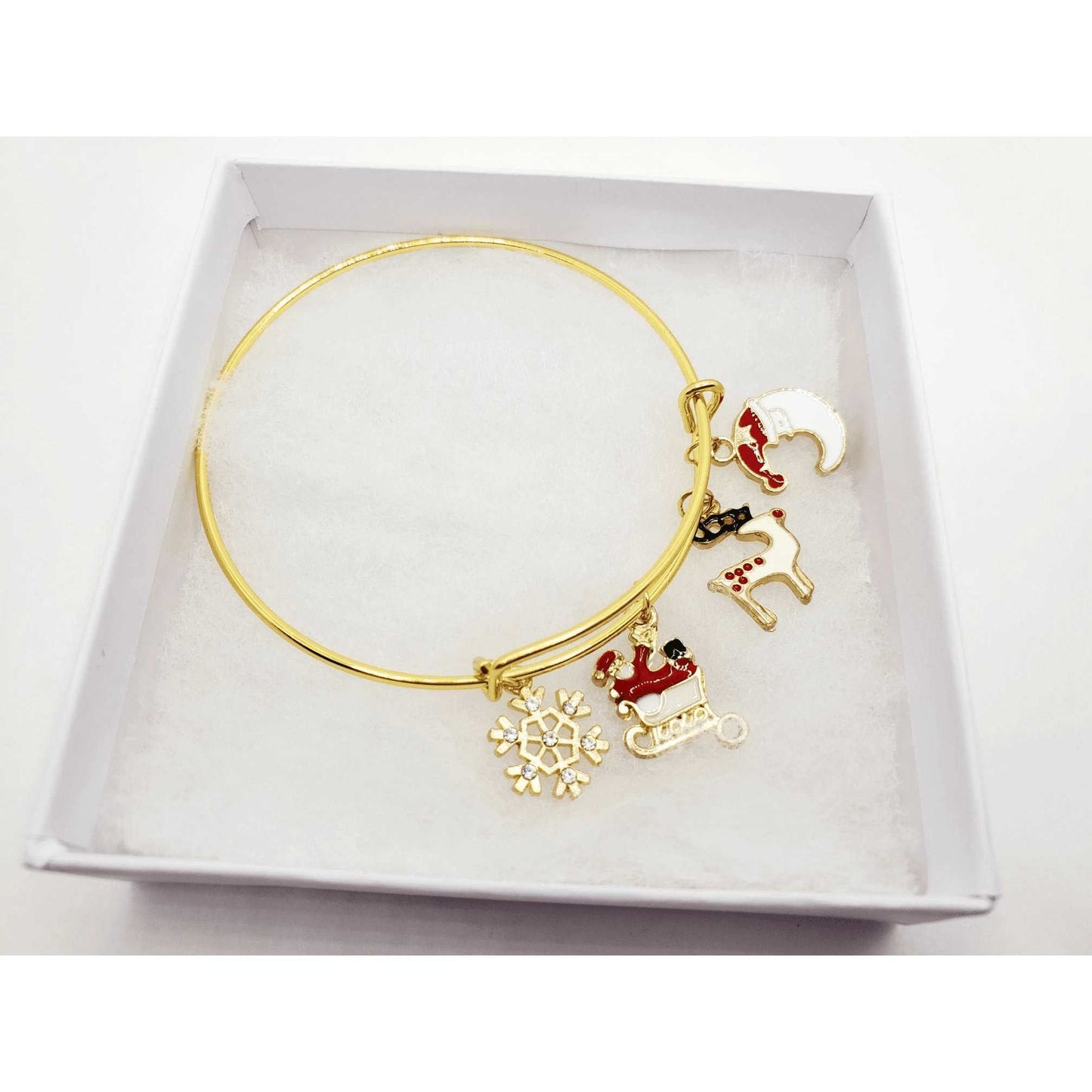 Gold Christmas Snowflake Charm Bracelet