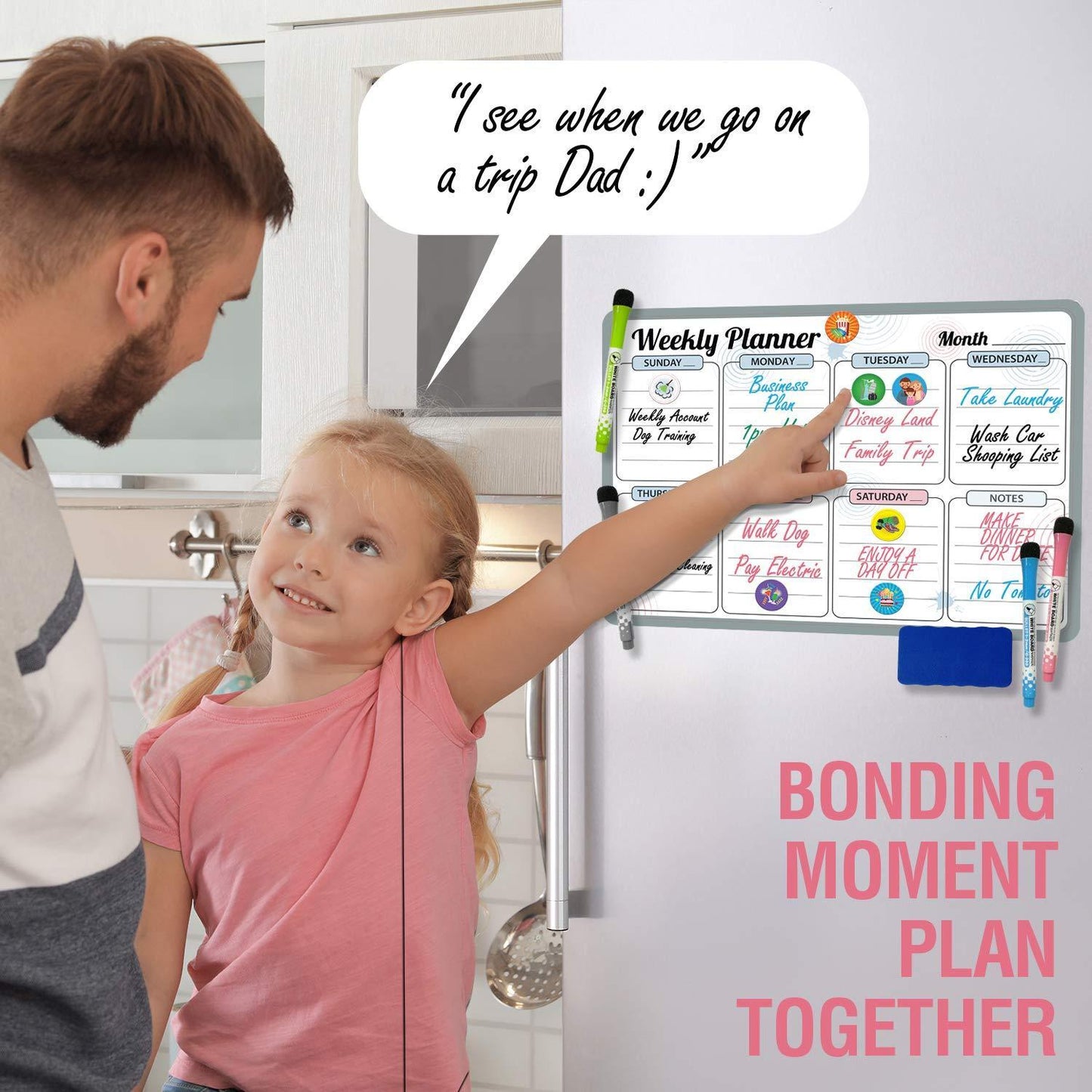 12x17 Inch Monthly Magnetic Calendar for Fridge with 3 Markers and Eraser