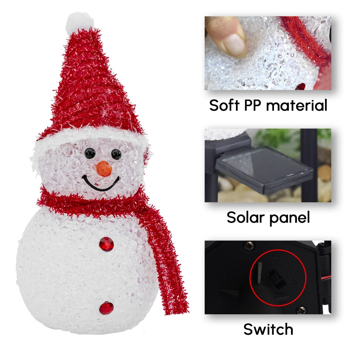 Solar Christmas Snowman Outdoor Decor Stake Light