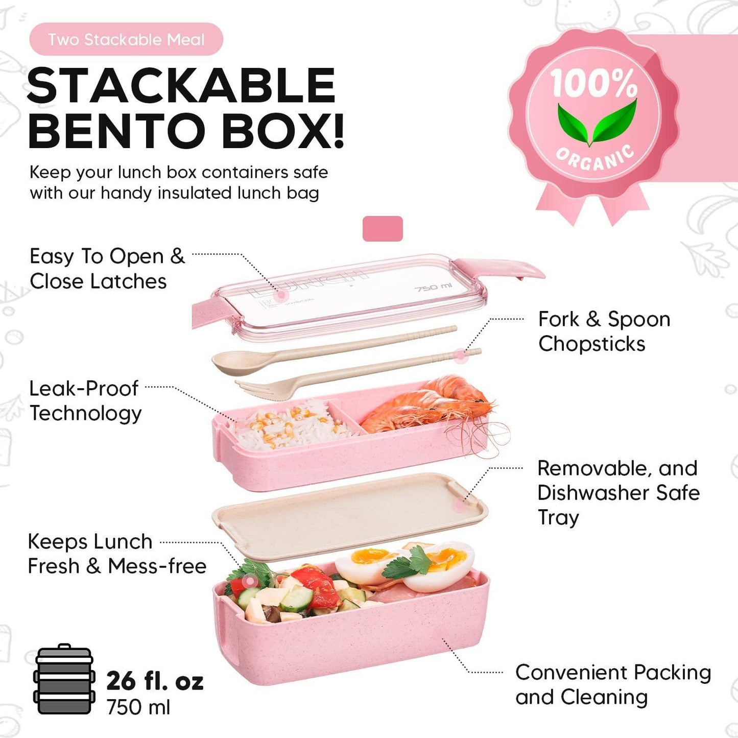 TARLINI | Stackable Bento Lunch Box for Adults Bentgo Inspired
