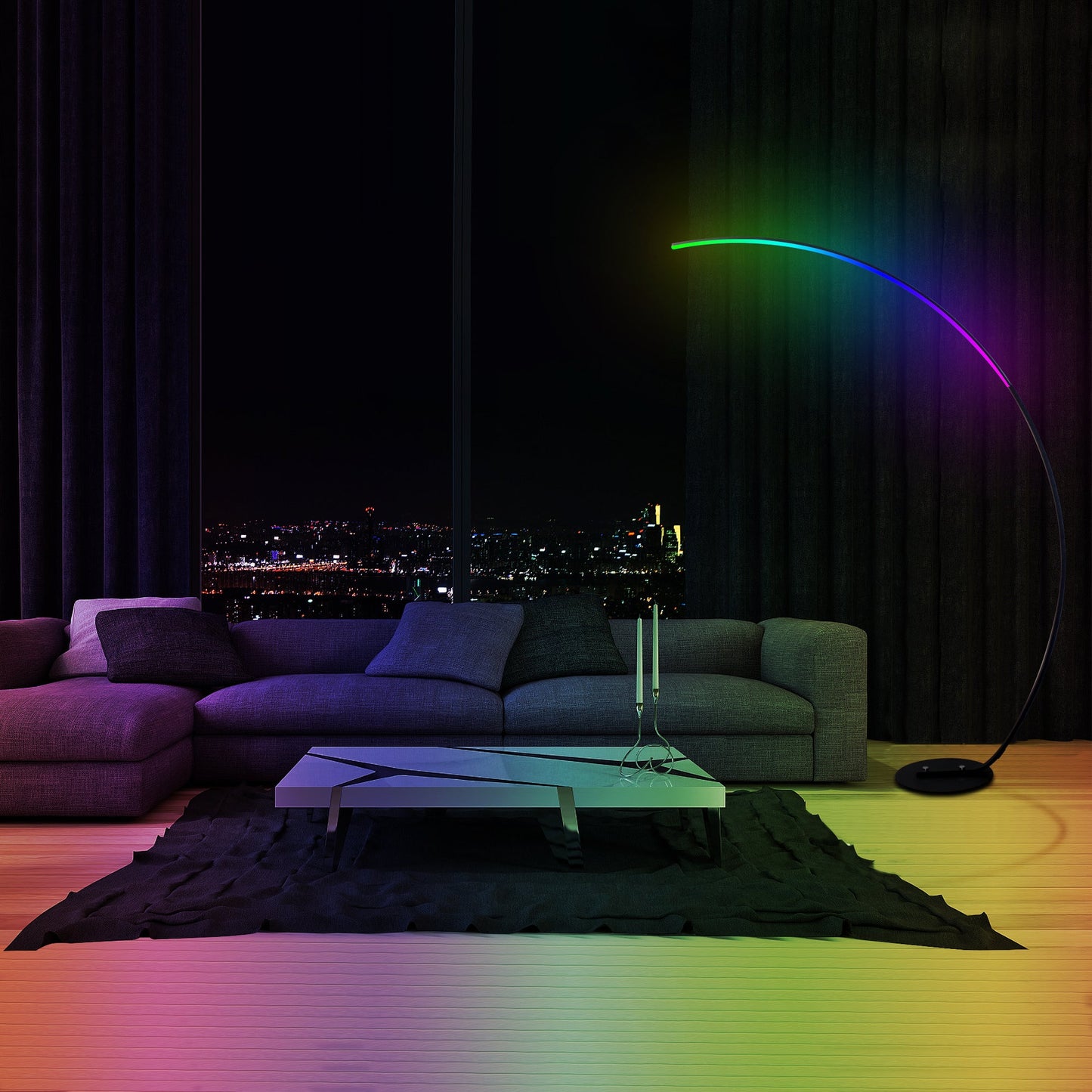 Sleek Modern Curve Floor Lamp with remote