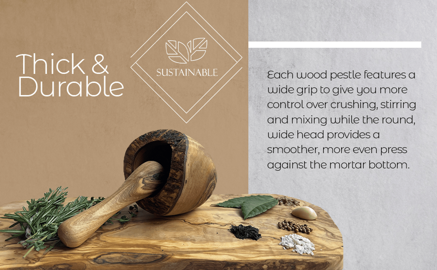 Handcrafted Olive Wood Mortar and Pestle – Timeless Kitchen Essential