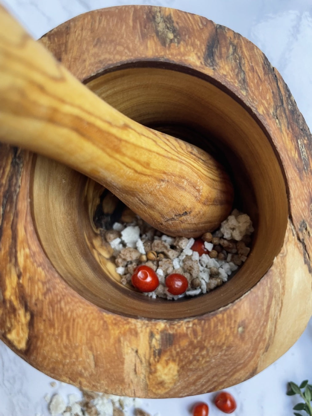 Handcrafted Olive Wood Mortar and Pestle – Timeless Kitchen Essential