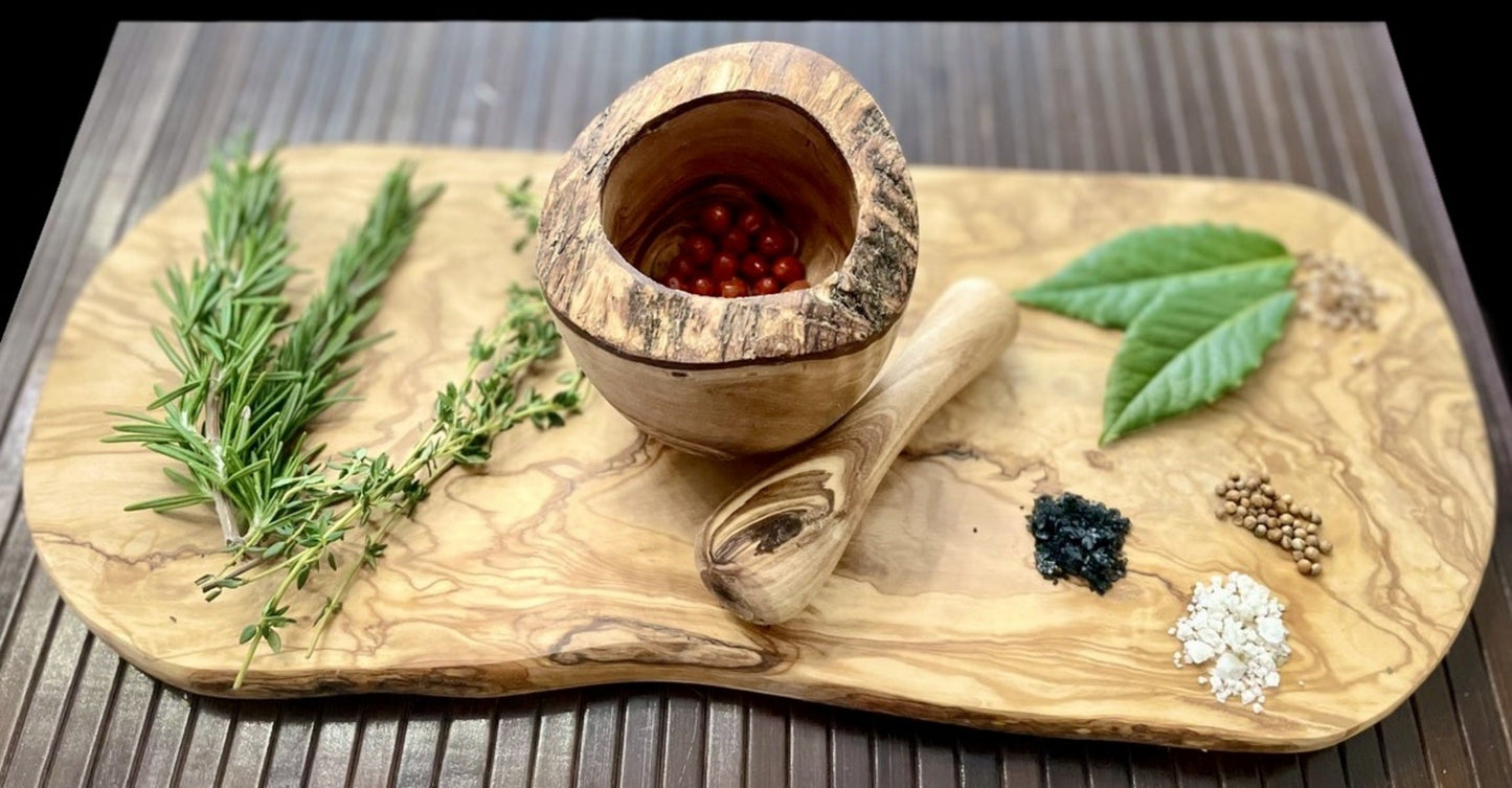 Handcrafted Olive Wood Mortar and Pestle – Timeless Kitchen Essential