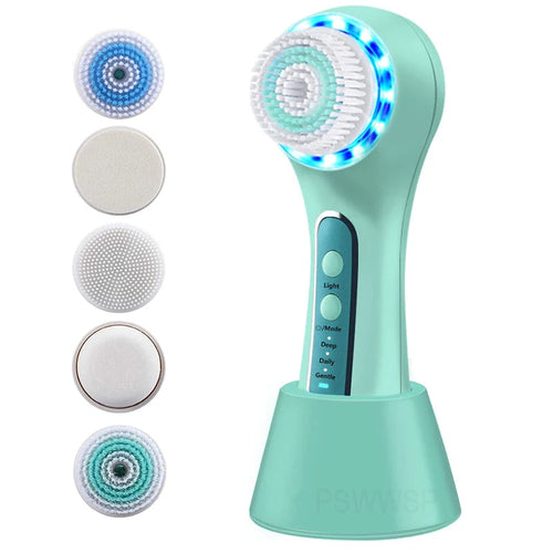Electric Facial Cleansing Brush with LED & IPX7 Waterproof Technology