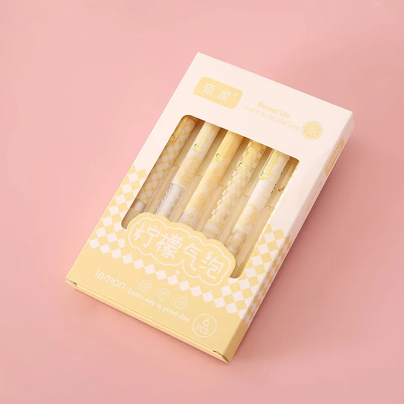 6-Piece Set: Fashion Gel Pens - Lovely Style Stationery with 0.5mm Black Ink, Perfect for Scrapbooking and Back-to-School Supplies