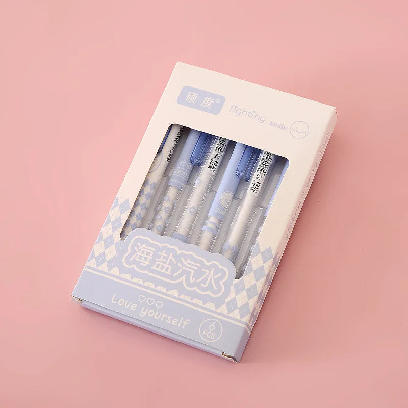 6-Piece Set: Fashion Gel Pens - Lovely Style Stationery with 0.5mm Black Ink, Perfect for Scrapbooking and Back-to-School Supplies