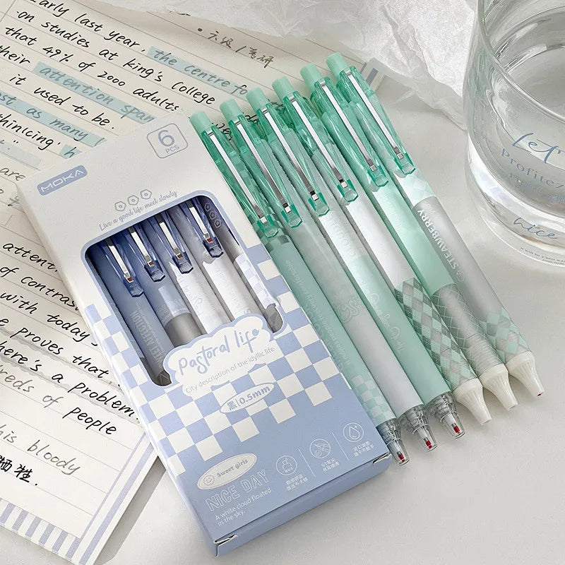 6-Piece Set: Fashion Gel Pens - Lovely Style Stationery with 0.5mm Black Ink, Perfect for Scrapbooking and Back-to-School Supplies