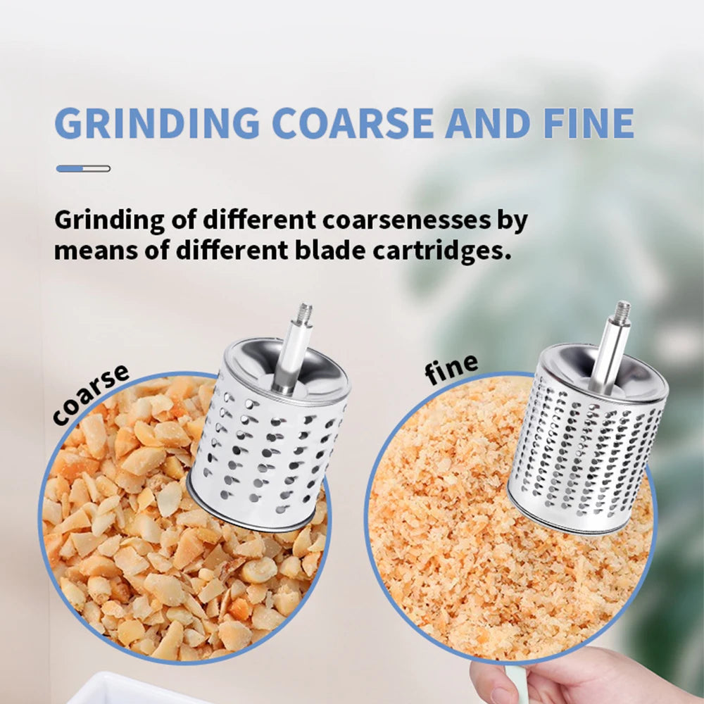 Ultimate Rotary Grater & Food Mill Nut Grinder with Dual Drum Blades
