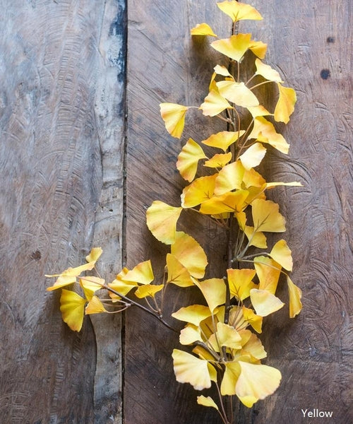 Yellow Artificial Ginkgo Leaf Stem - 37" Tall Faux Plant