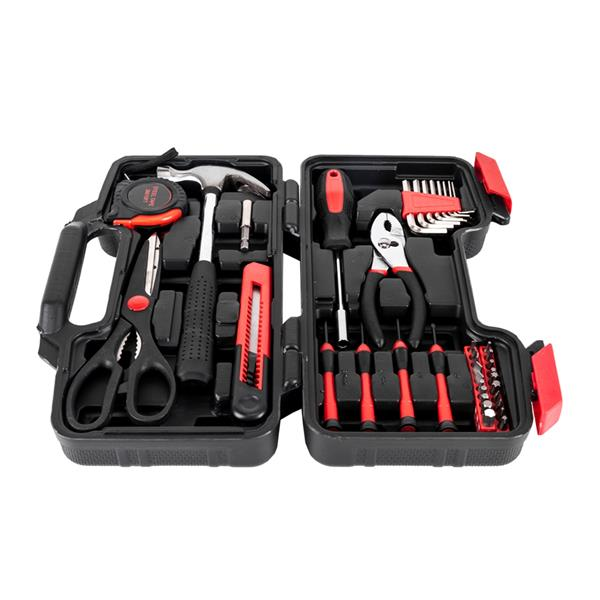 39-Piece Hand Tool Set: Home Repair Kit with Measuring Tape, Pliers, and More