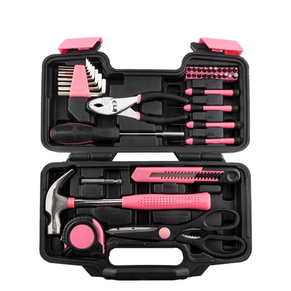 39-Piece Hand Tool Set: Home Repair Kit with Measuring Tape, Pliers, and More