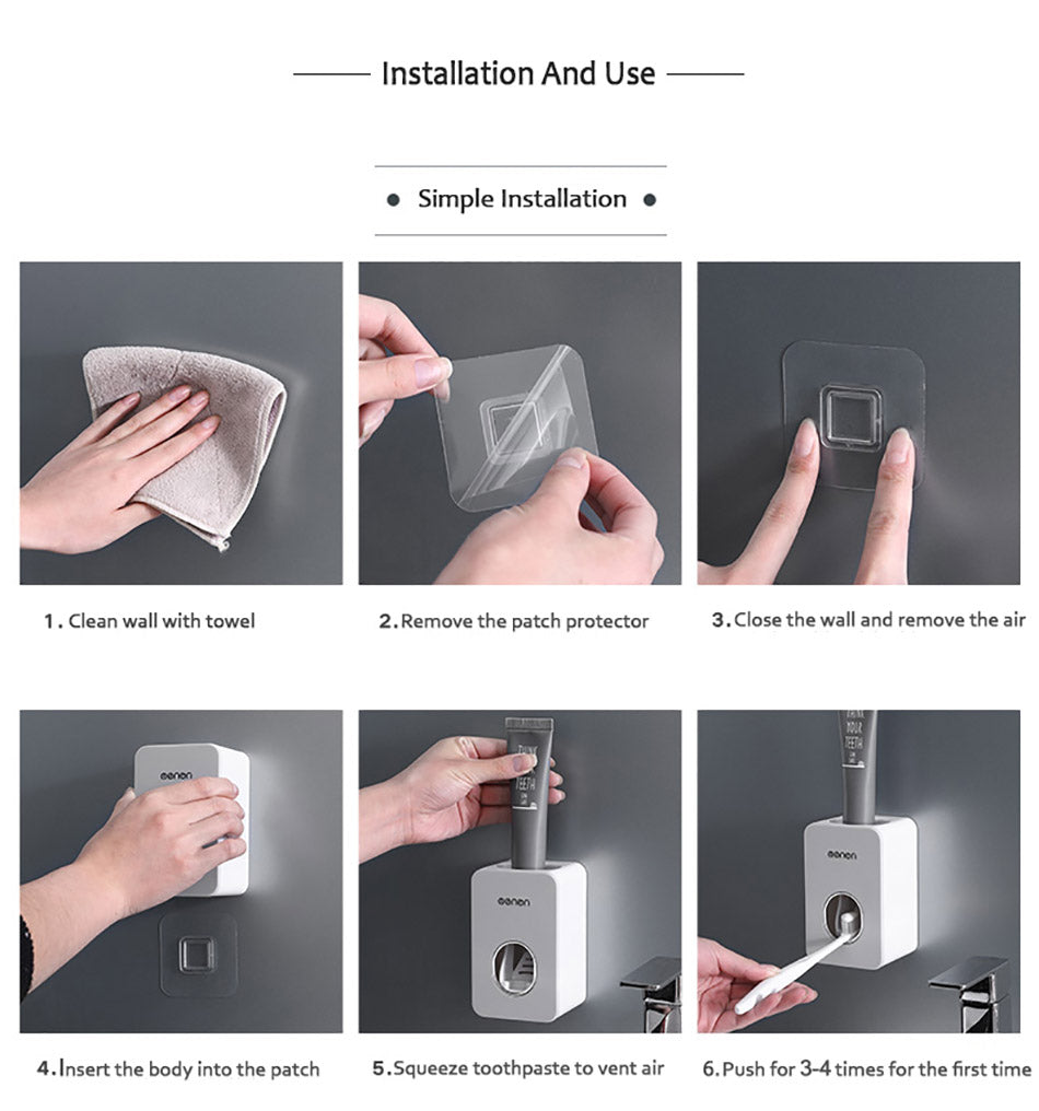 Dust-Proof Automatic Toothpaste Dispenser with Squeezer