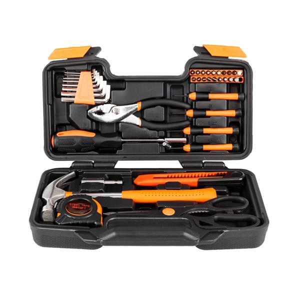 39-Piece Hand Tool Set: Home Repair Kit with Measuring Tape, Pliers, and More