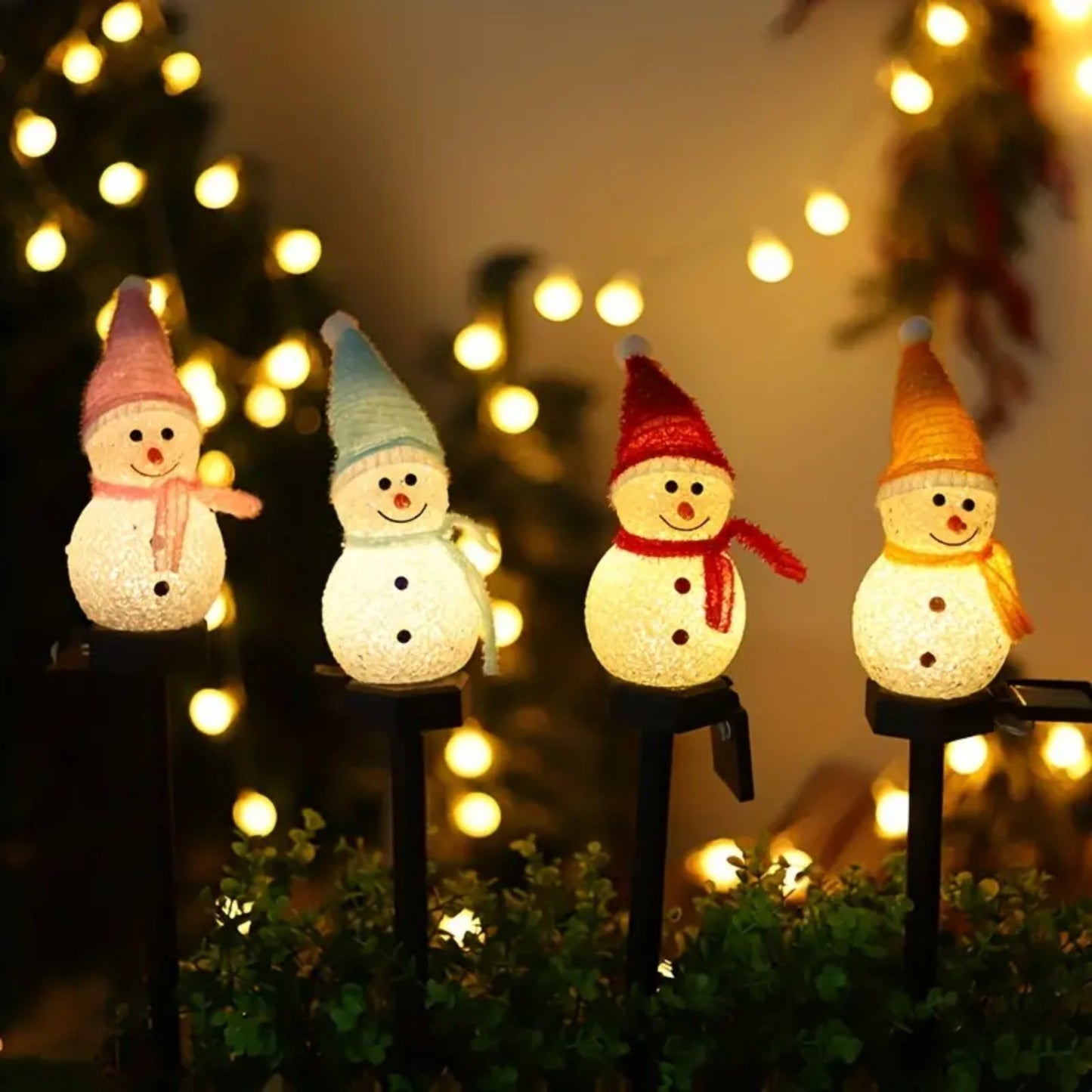 Solar Christmas Snowman Outdoor Decor Stake Light