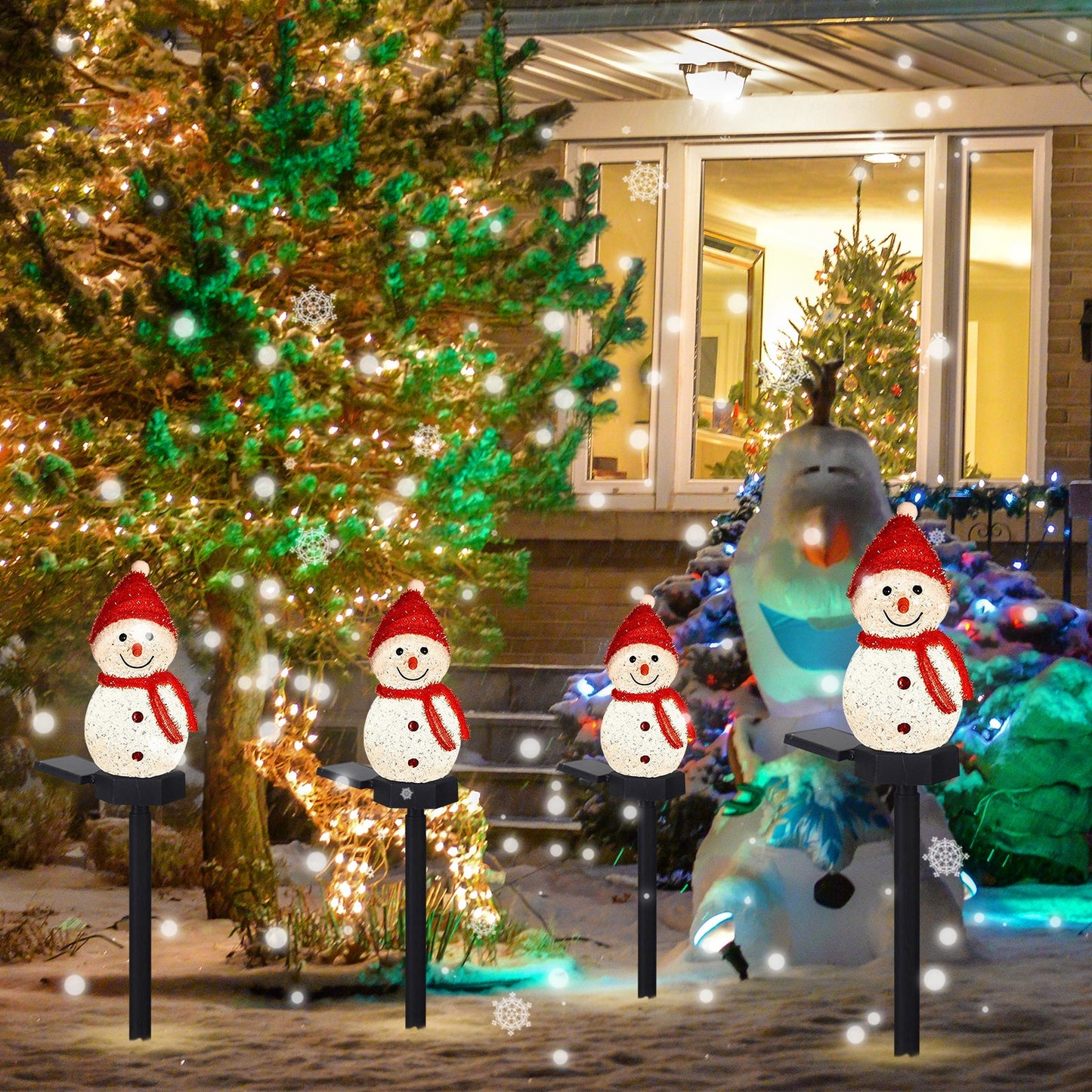 Solar Christmas Snowman Outdoor Decor Stake Light