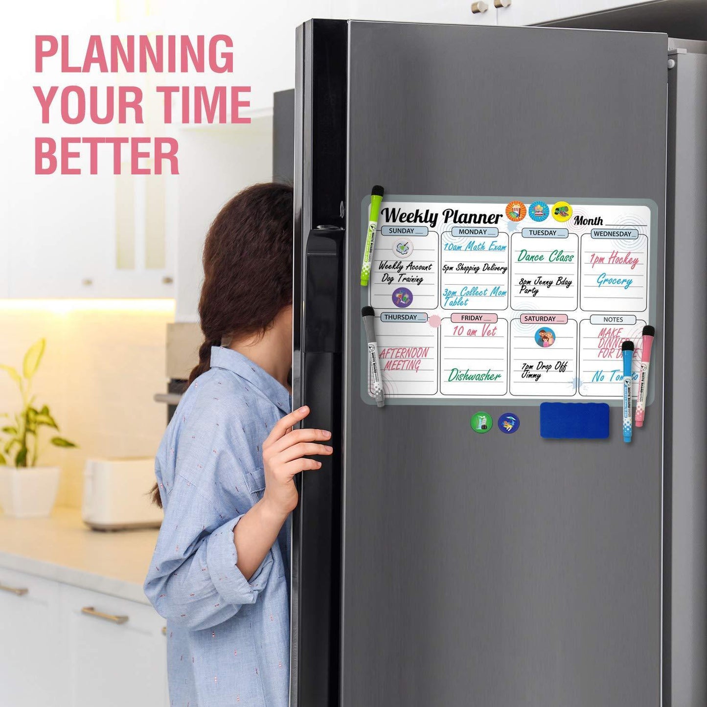 12x17 Inch Monthly Magnetic Calendar for Fridge with 3 Markers and Eraser