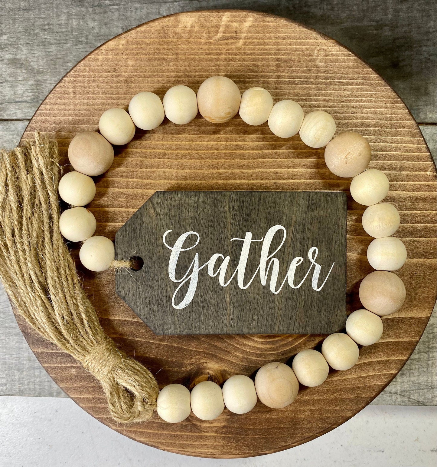 Fall Wood Bead Garland | Autumn Tiered Tray Decor | Seasonal Bead Garland