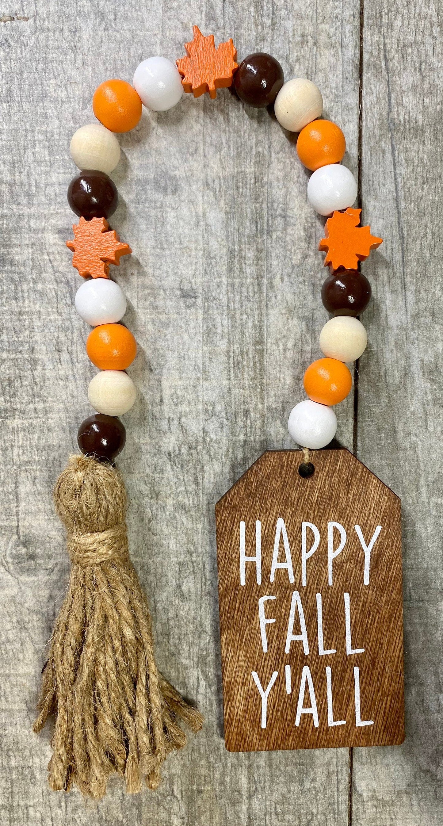 Fall Wood Bead Garland | Autumn Tiered Tray Decor | Seasonal Bead Accent