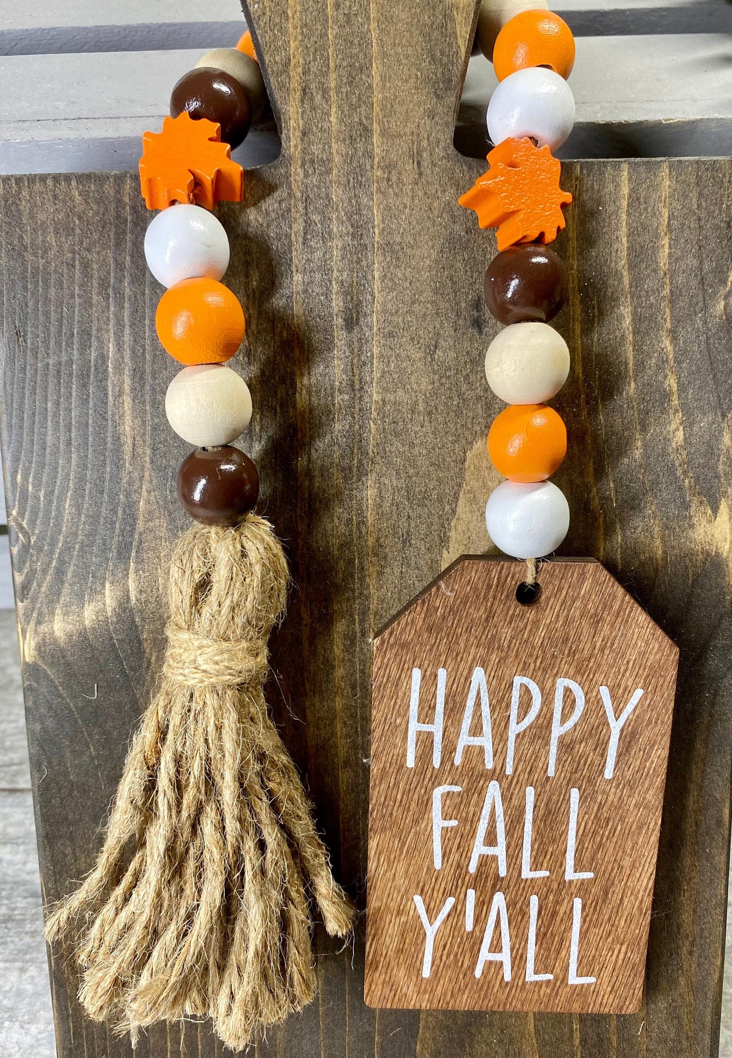 Fall Wood Bead Garland | Autumn Tiered Tray Decor | Seasonal Bead Accent