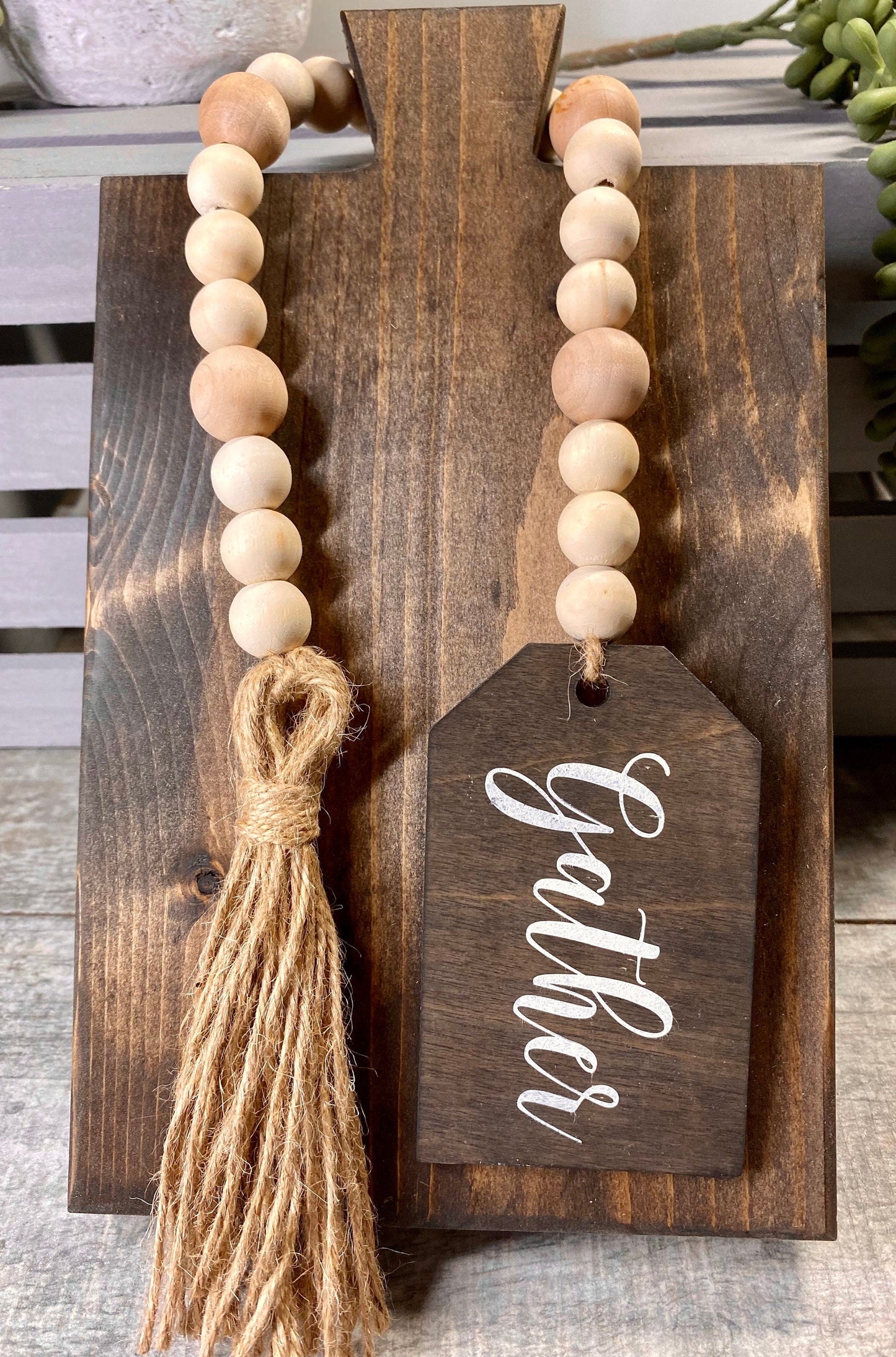 Fall Wood Bead Garland | Autumn Tiered Tray Decor | Seasonal Bead Garland