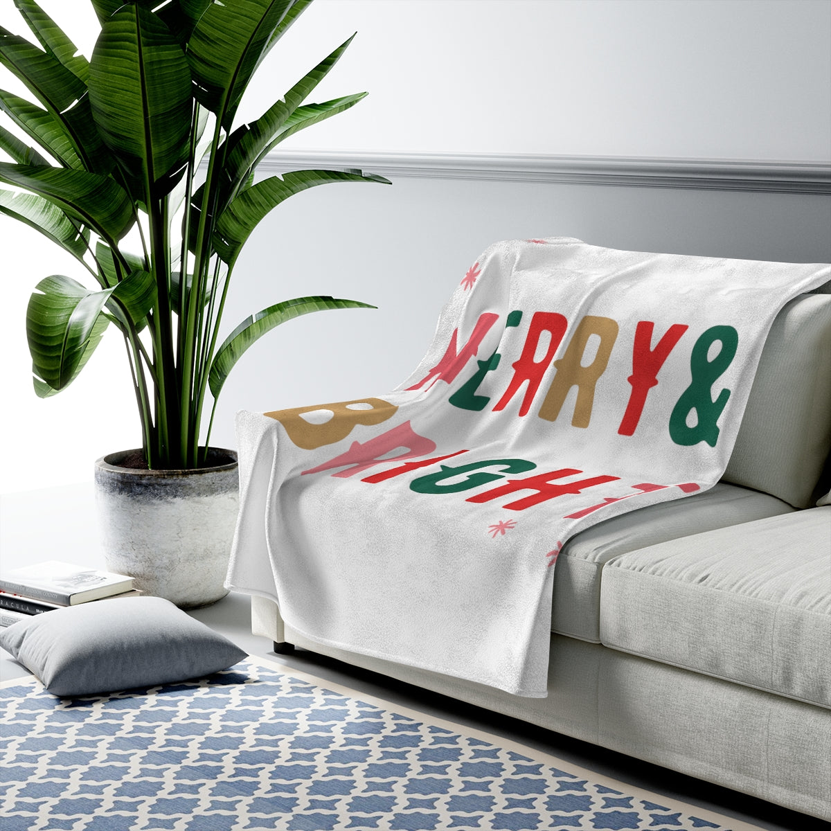 Merry & Bright Christmas Plush Throw Blanket