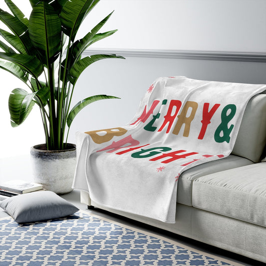 Merry & Bright Christmas Plush Throw Blanket