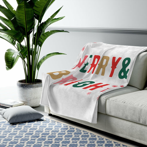 Merry & Bright Christmas Plush Throw Blanket