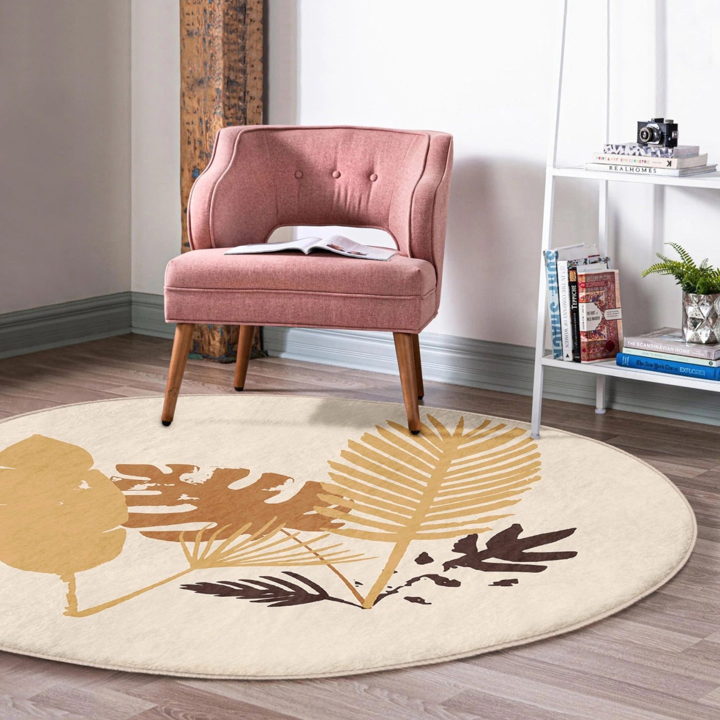 Fall Leaves Pattern Washable Round Rug | Home Autumn Decor