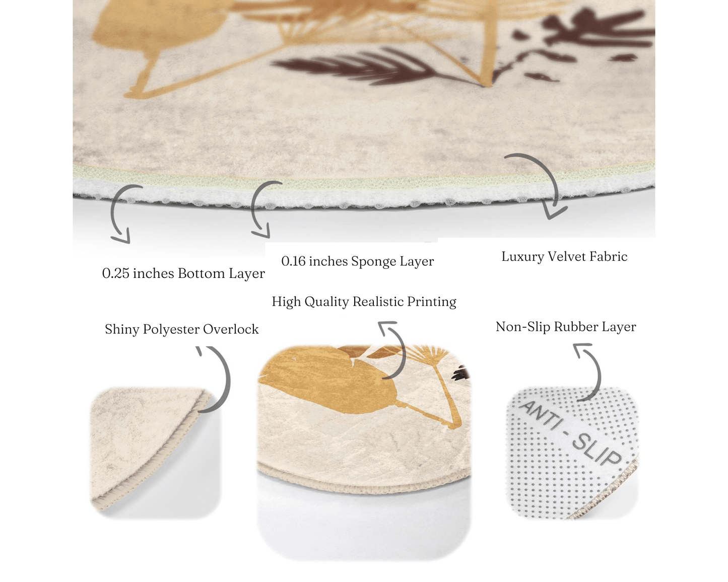 Fall Leaves Pattern Washable Round Rug | Home Autumn Decor