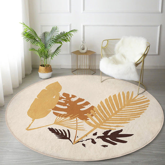 Fall Leaves Pattern Washable Round Rug | Home Autumn Decor