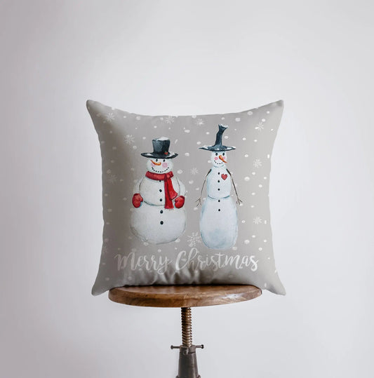 Primitive Snowmen Throw Pillow Cover | Primitive Christmas Decor |