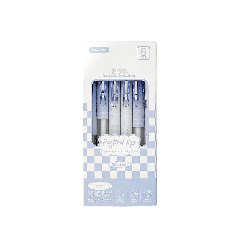 6-Piece Set: Fashion Gel Pens - Lovely Style Stationery with 0.5mm Black Ink, Perfect for Scrapbooking and Back-to-School Supplies