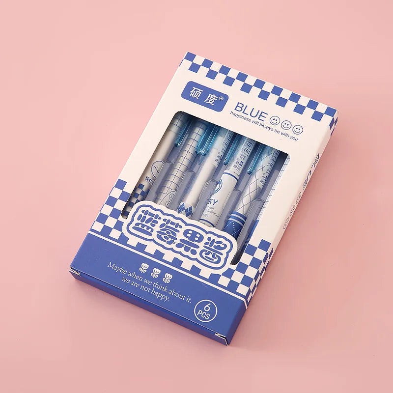 6-Piece Set: Fashion Gel Pens - Lovely Style Stationery with 0.5mm Black Ink, Perfect for Scrapbooking and Back-to-School Supplies