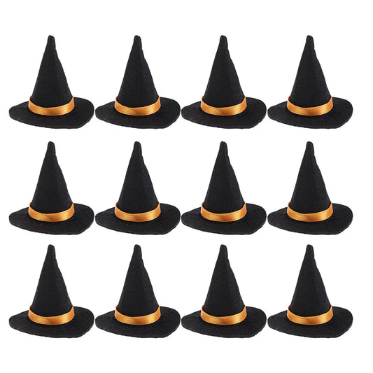 2 Pcs Halloween Decorations Mini Witch Hat Bottle Caps - DIY Crafts Accessory Felt Cloth Tiny Hats Ornament Covers