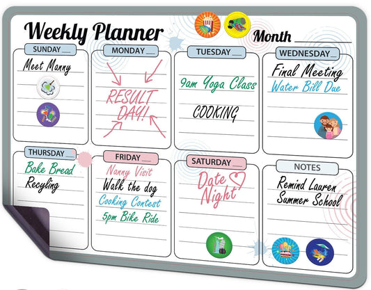 12x17 Inch Monthly Magnetic Calendar for Fridge with 3 Markers and Eraser