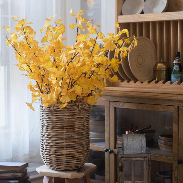 Yellow Artificial Ginkgo Leaf Stem - 37" Tall Faux Plant