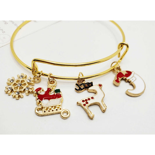 Gold Christmas Snowflake Charm Bracelet