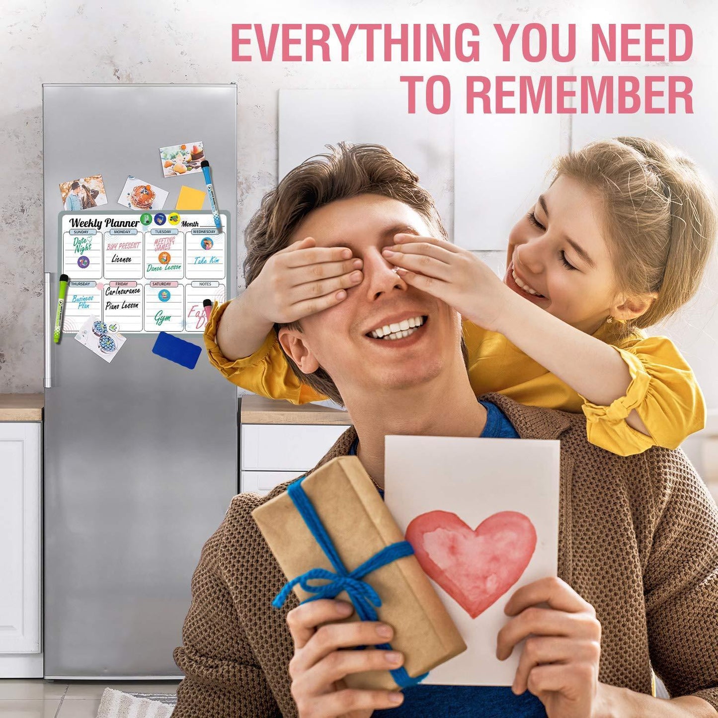 12x17 Inch Monthly Magnetic Calendar for Fridge with 3 Markers and Eraser