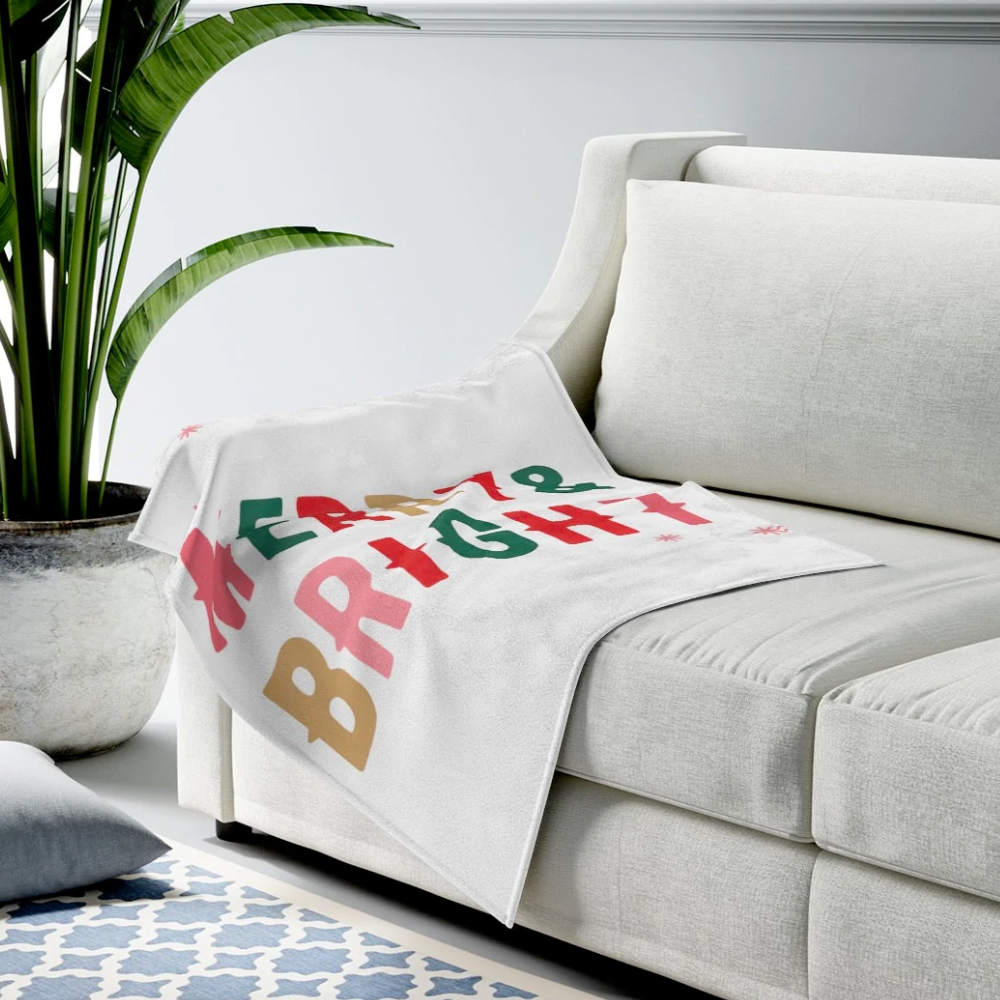 Merry & Bright Christmas Plush Throw Blanket