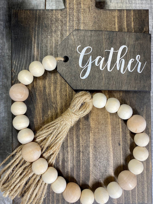 Fall Wood Bead Garland | Autumn Tiered Tray Decor | Seasonal Bead Garland